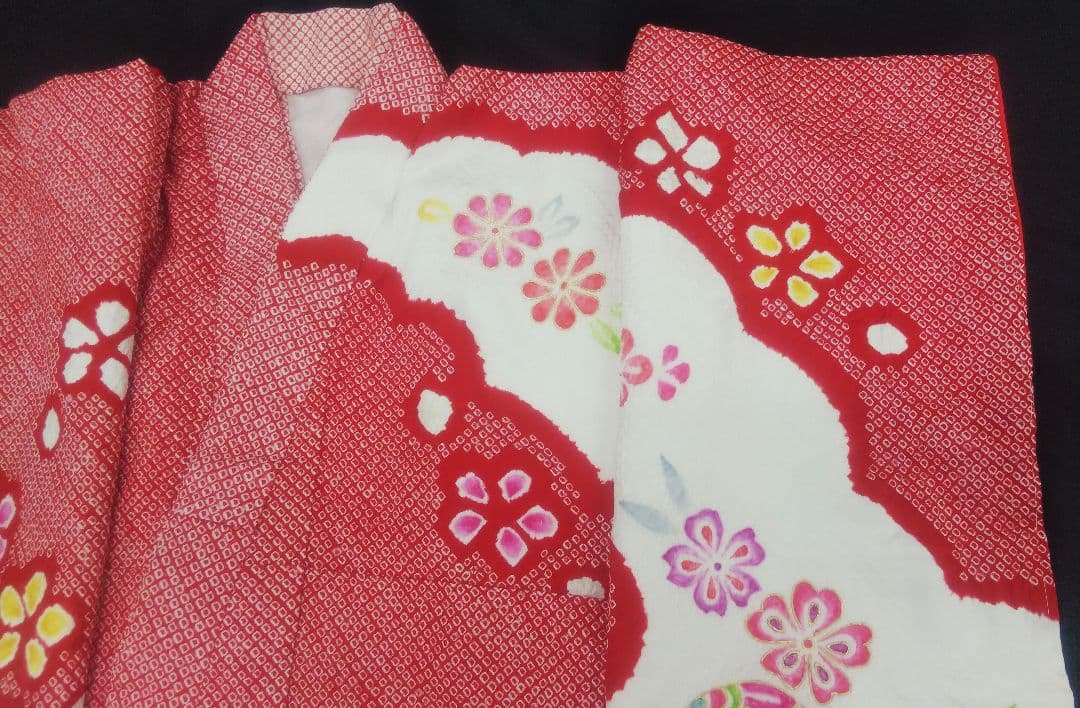 ★売約品★特選総絞り 七歳お祝い着物 帯シメ、長襦袢、小物セット