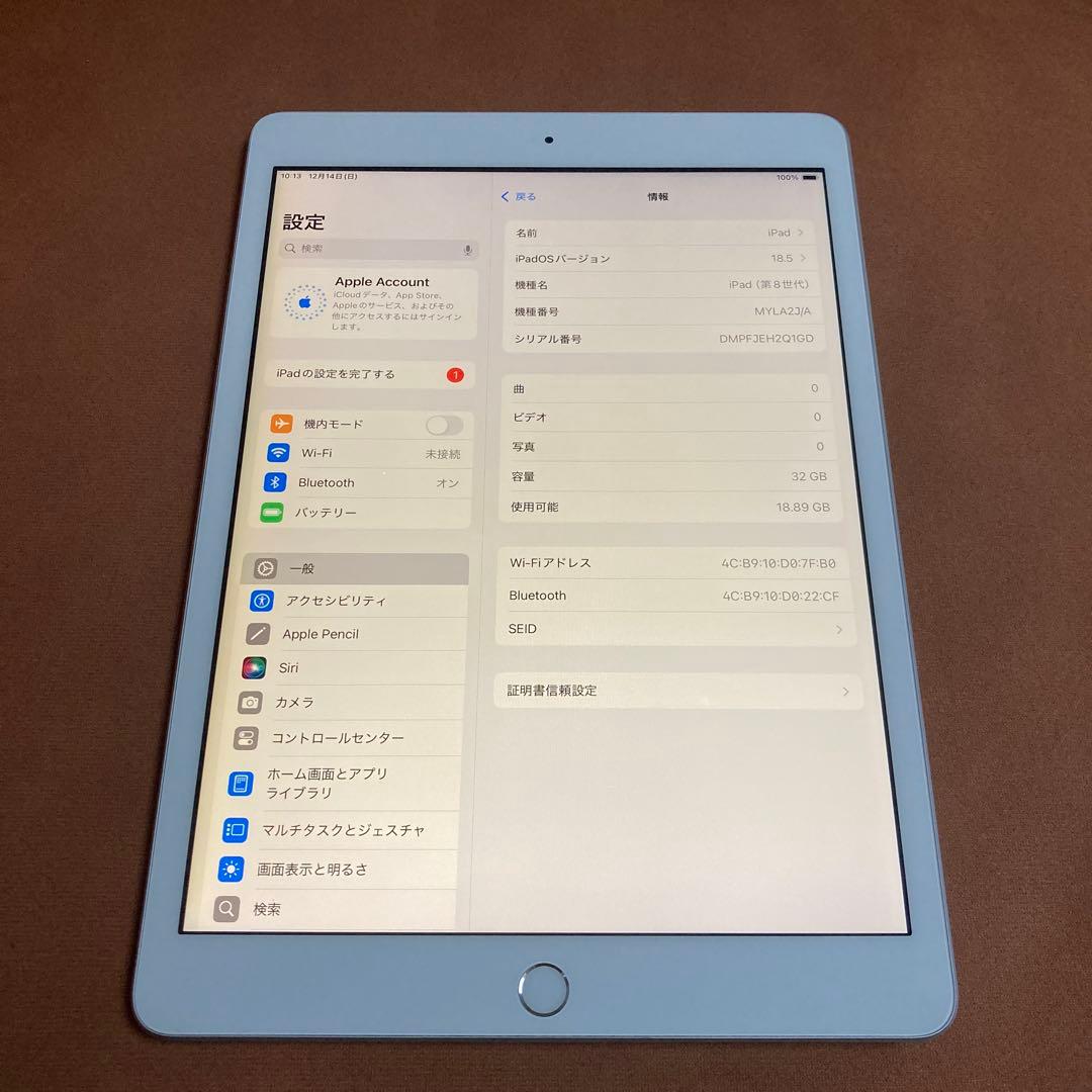 248【早い者勝ち】電池良好☆iPad8 第8世代 32GB WIFIモデル☆