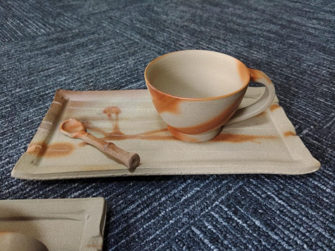 備前焼　ちょっと贅沢なティータイムに　ティーカップ＆平皿　日本六古窯の1つ