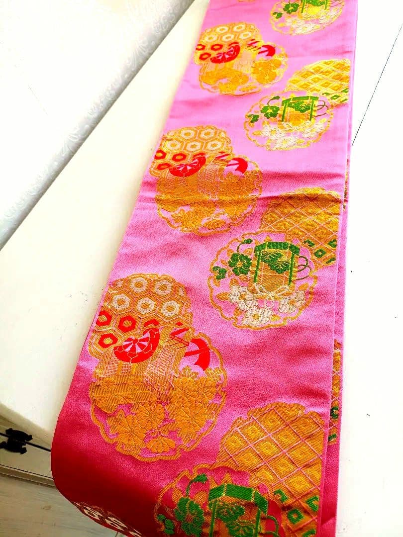 子供　女の子　ジュニア用袋帯　七五三　ピンク