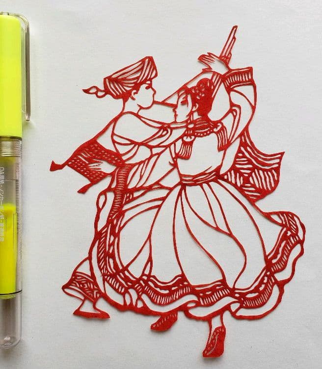 【新品、貴重】中国、切り絵、40年前程度の作品