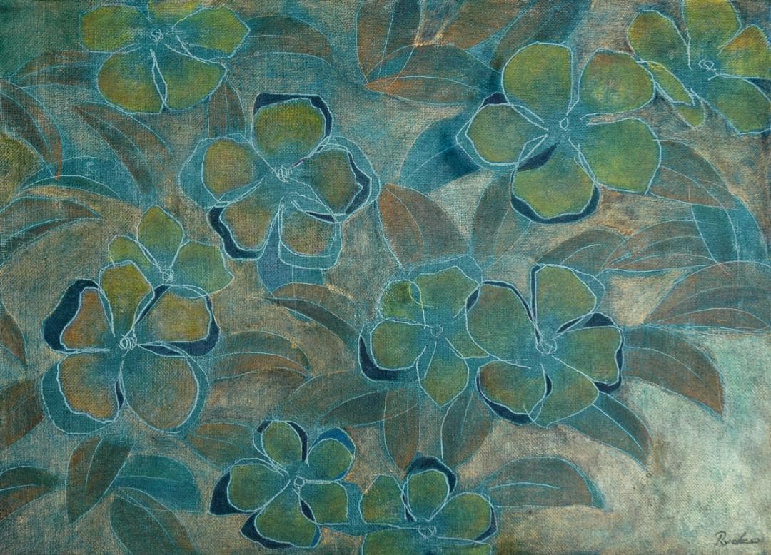 油絵 菅家令子 絵 絵画 インテリア 額付(黒) F4-091716 花