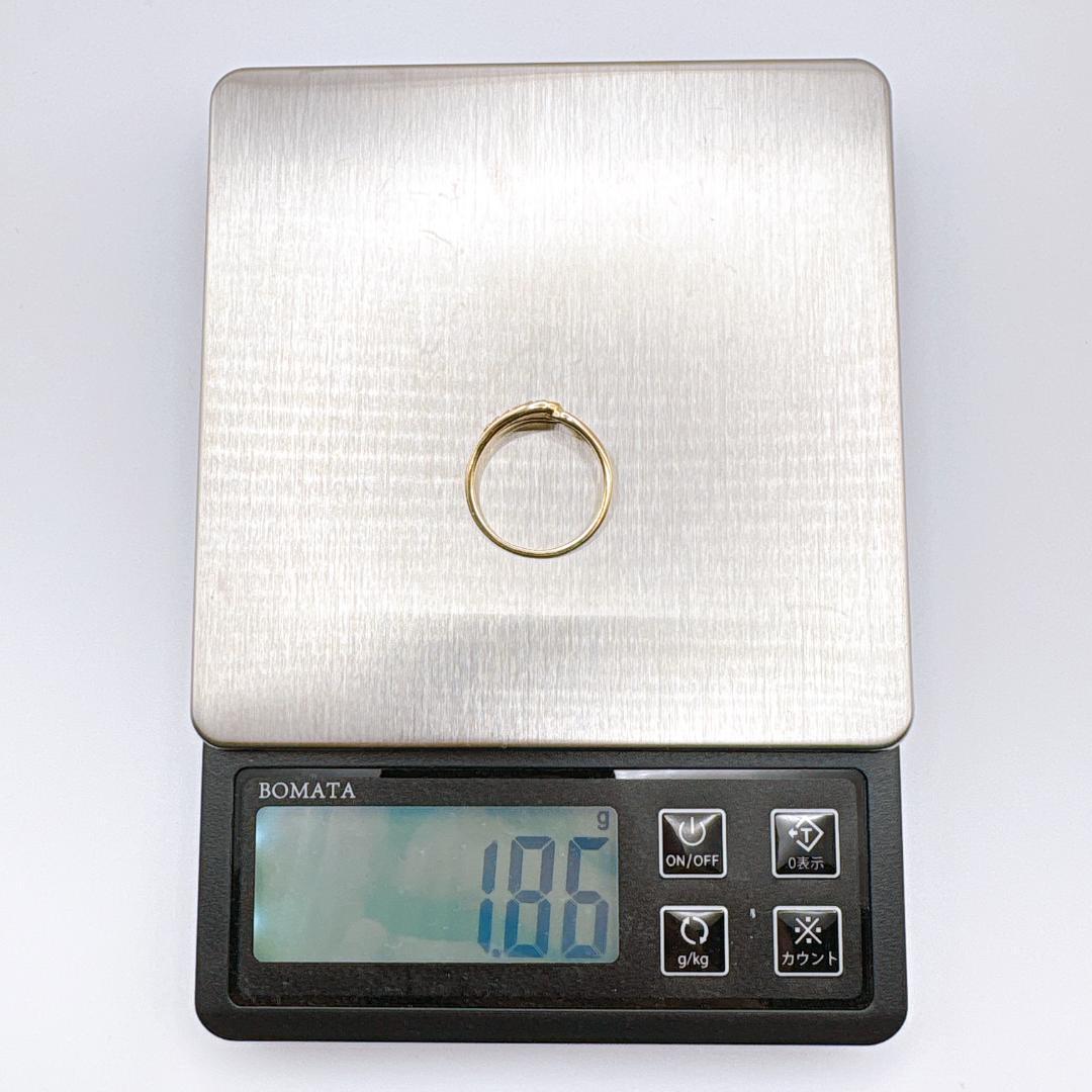 【4℃】K10YG ダイヤモンドライン 細身ツイストリング 15〜15.5号