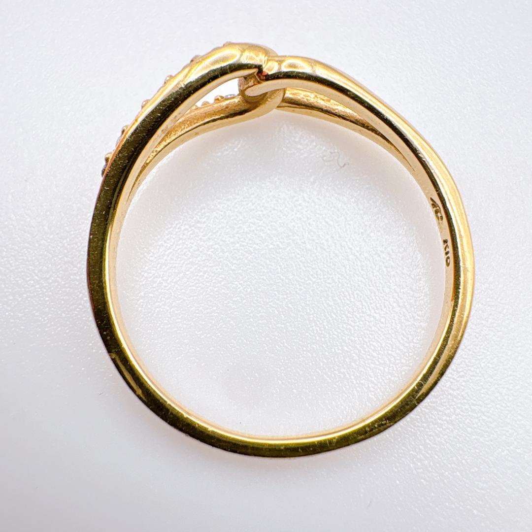 【4℃】K10YG ダイヤモンドライン 細身ツイストリング 15〜15.5号