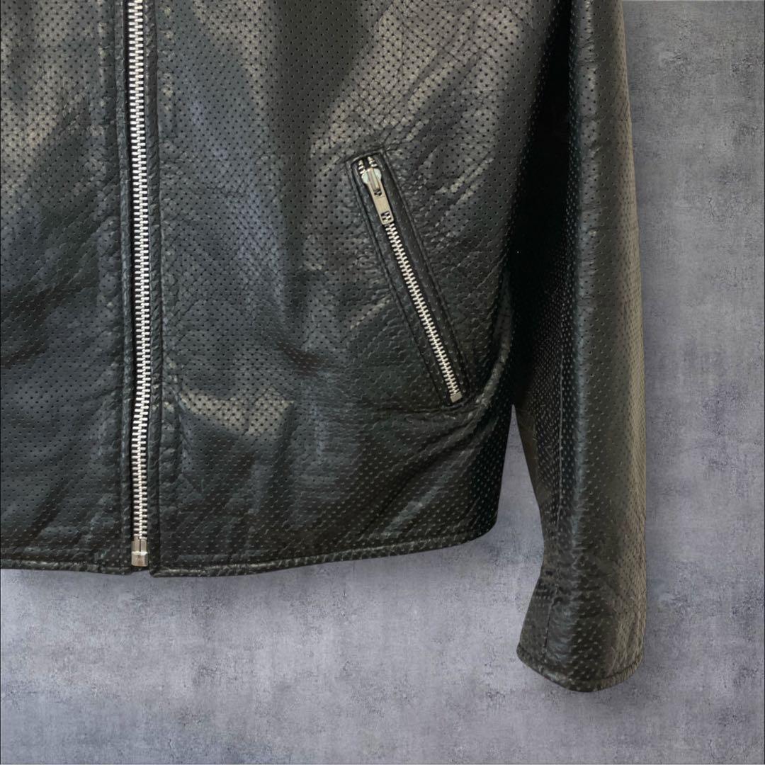 【サイズ4L】ホーンワークス シングルライダース パンチングレザー牛革