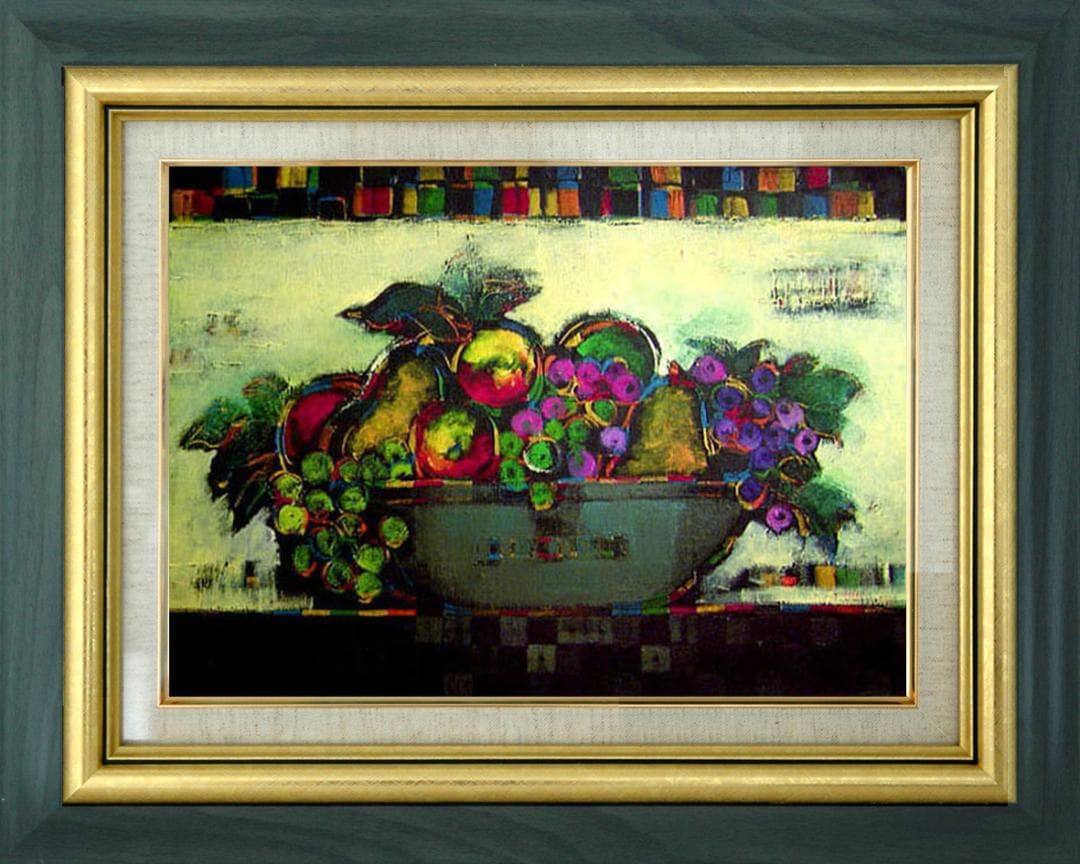 油絵 絵 絵画 インテリア 額付(白) uF6-060904 静物 果物