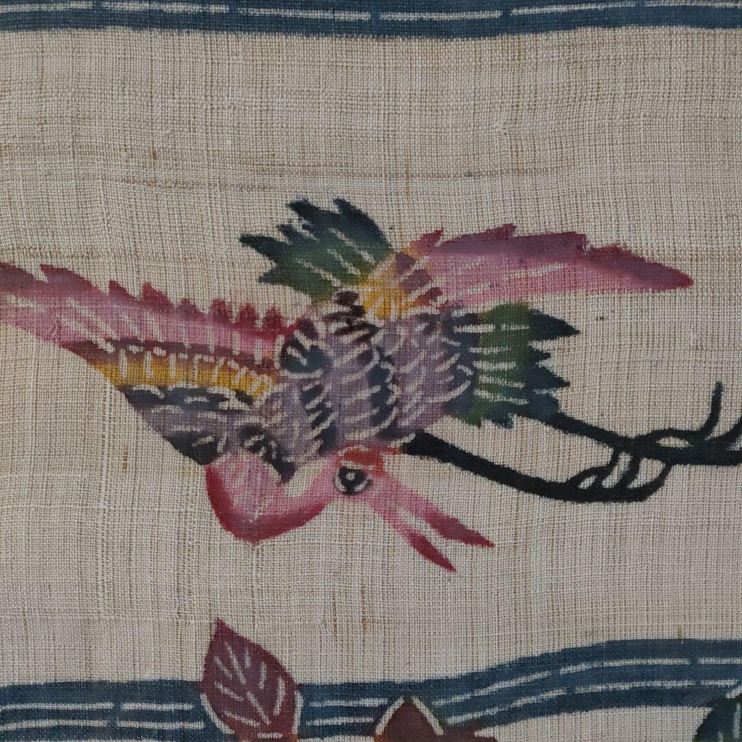 琉球伝統工芸 大判芭蕉布　紅型『恵寿花鳥図』