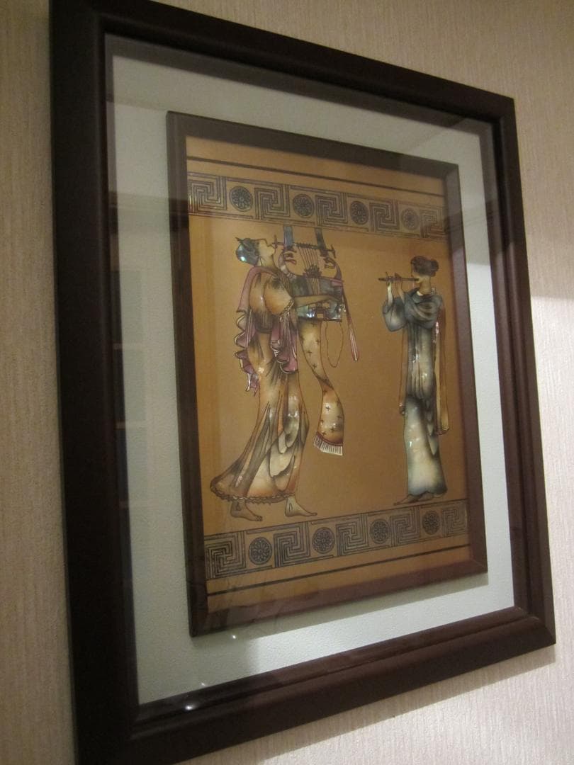 美術◆伝統工芸◆金箔・螺鈿(らでん)細工 絵画 螺鈿 金箔の輝き★高級額装・美品