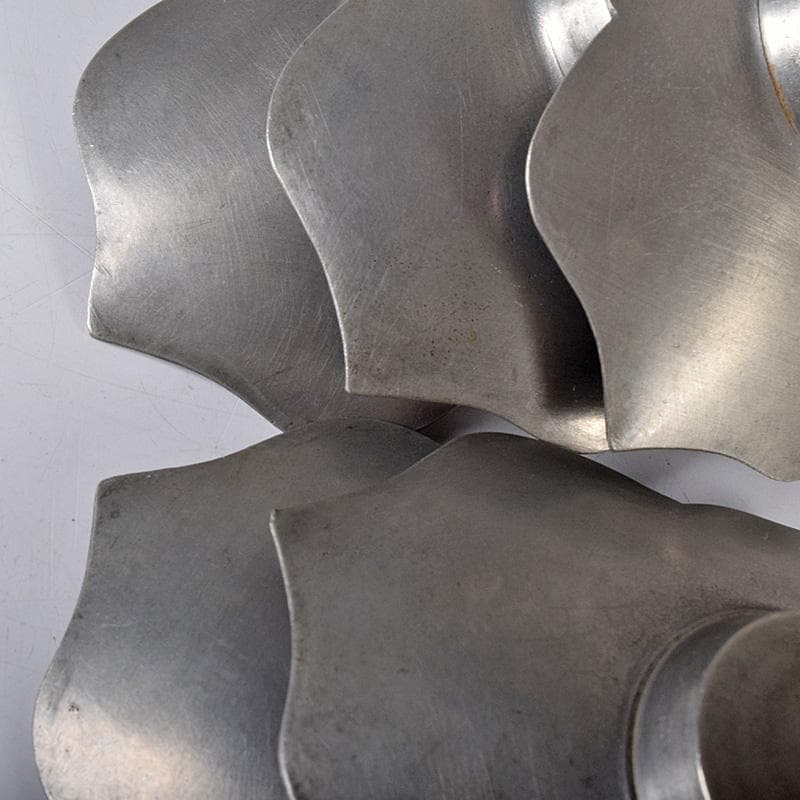 eee 様義春銘　漢詩霊芝刻　木瓜式　茶托　五客　合計約364g　U　R8263