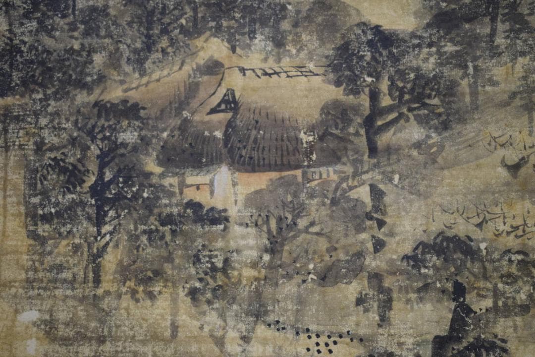 不詳/作者不詳/山水/山村図/風景/布袋屋掛軸HK-33