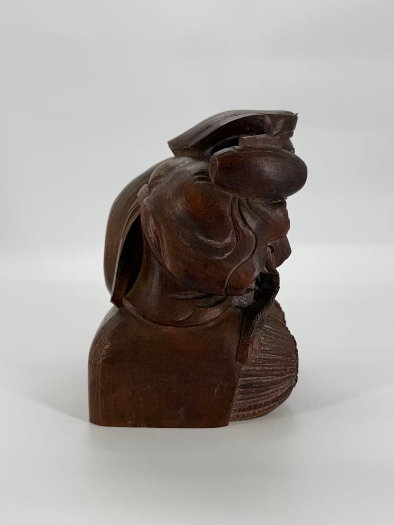 佐藤正貫作　木彫り　恵比寿　大黒天　置物　一対　明治