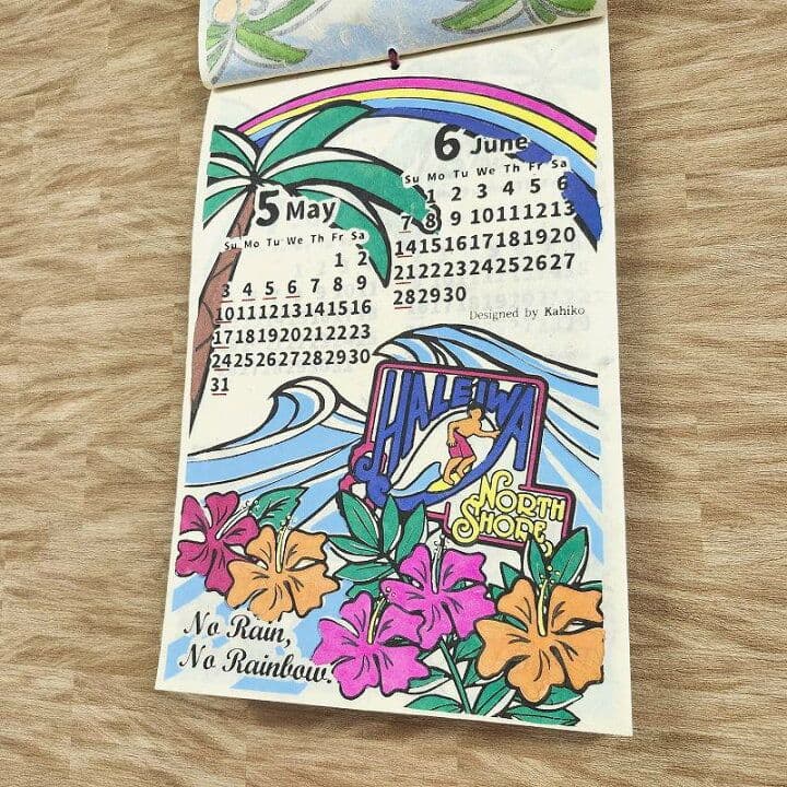 カレンダー】アロハ2025年 ハワイアン雑貨★ハンドメイド壁掛け手染め手すき紙