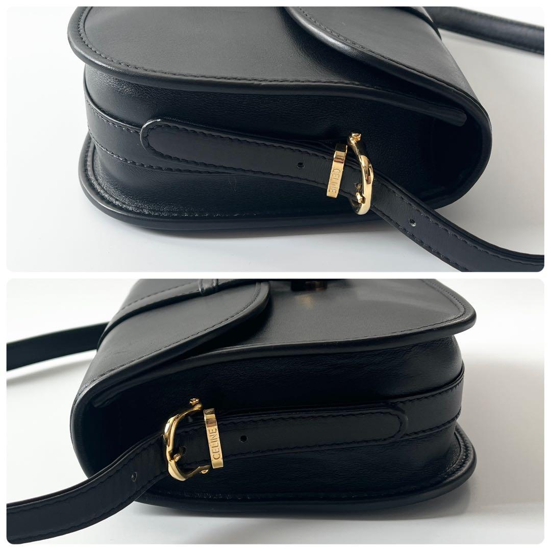 セリーヌ　ショルダーバッグ　ガンチーニ　レザー　ブラック　斜め掛け　イタリア製