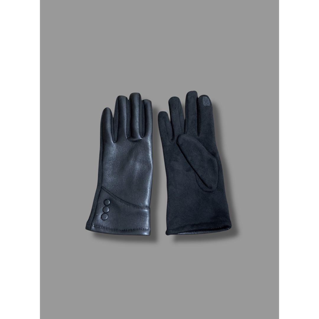 小物 CONTRAST LEATHER GLOVE (BLACK) 777T