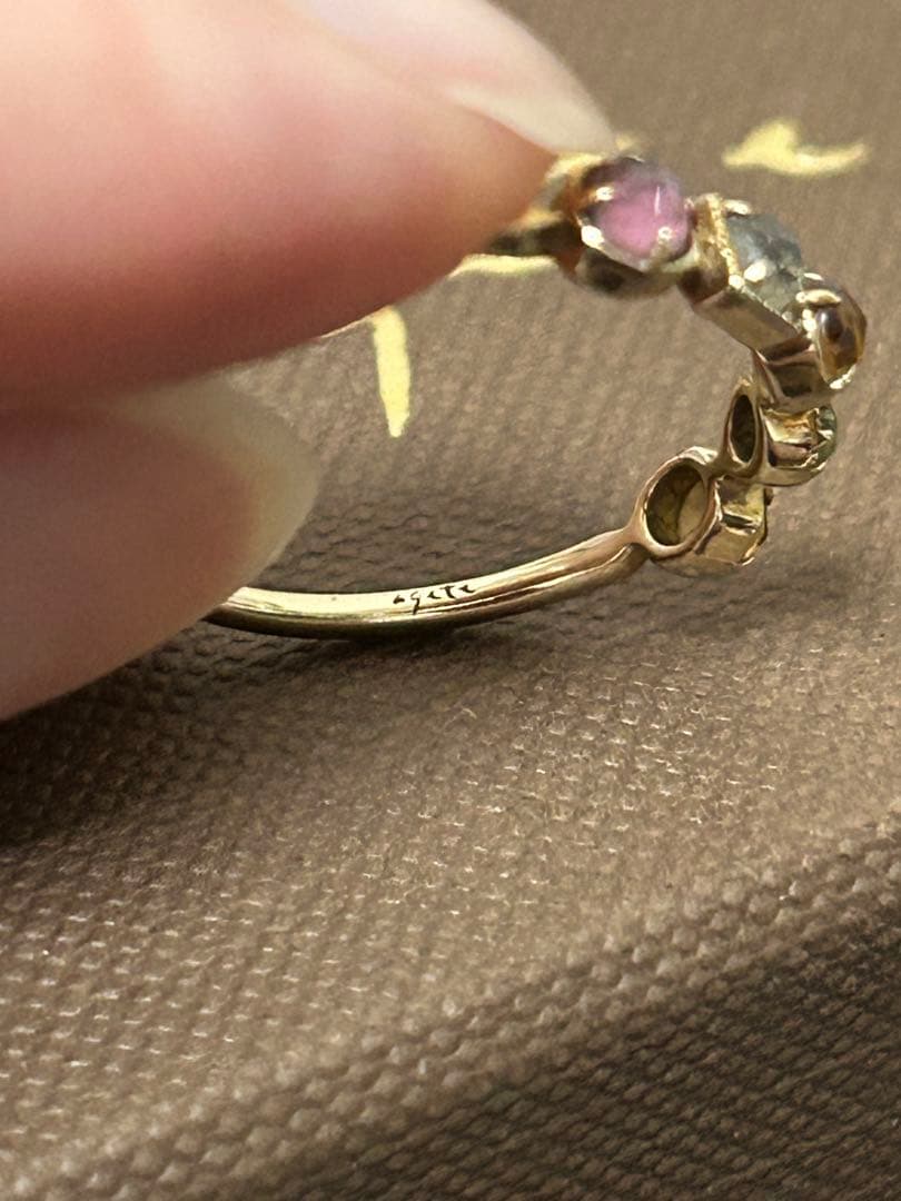 アガット agete K10 マルチストーン リング #13