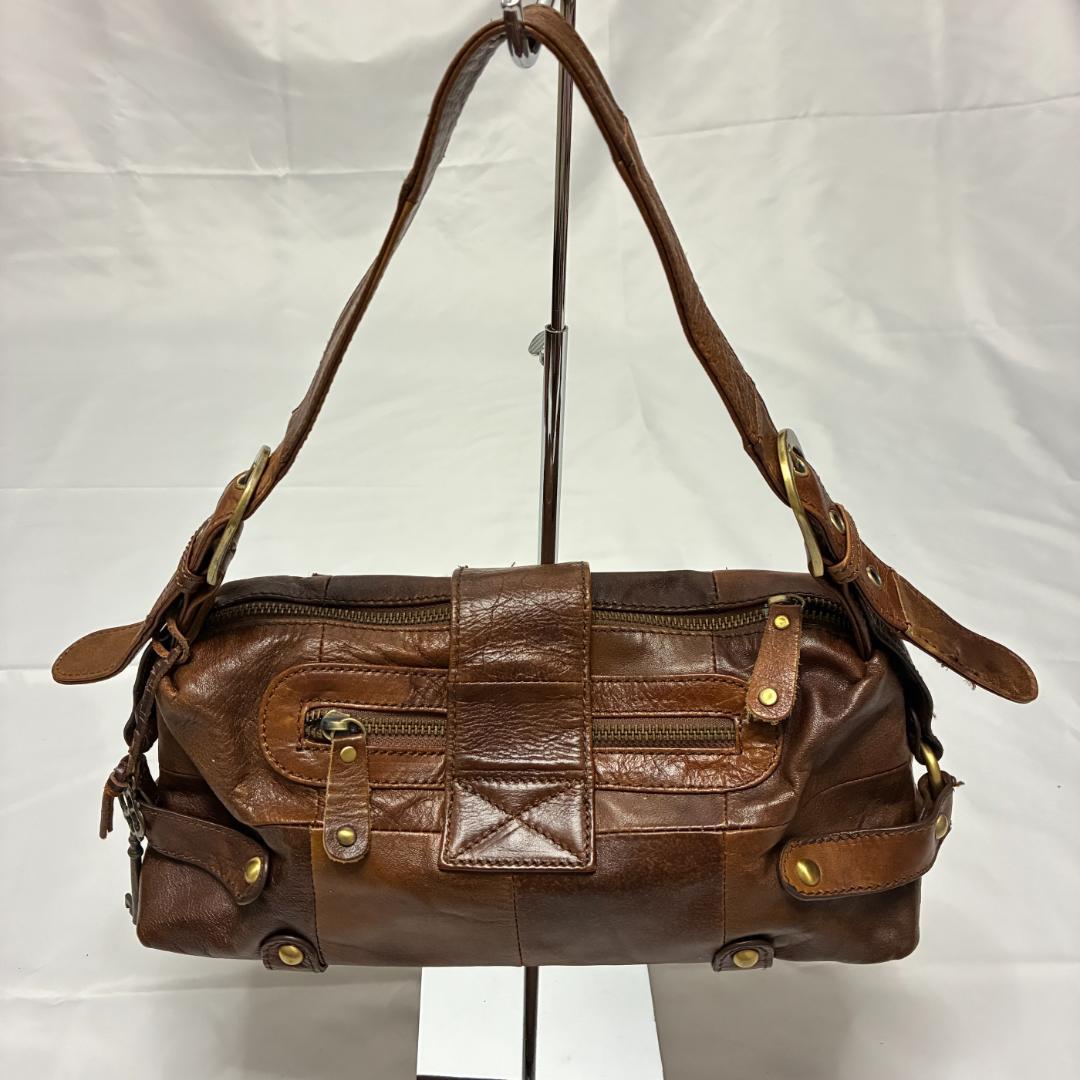 希少 Trideep トライディープ ブラウン レザー ショルダーバッグ 革