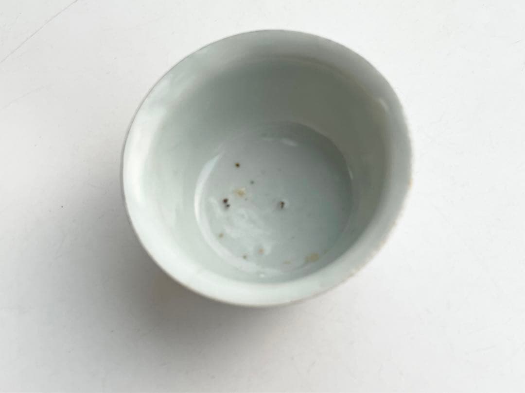 骨董　アンティーク　古染付　なずな文様　薺　染付　盃　杯　猪口　煎茶碗　中国骨董