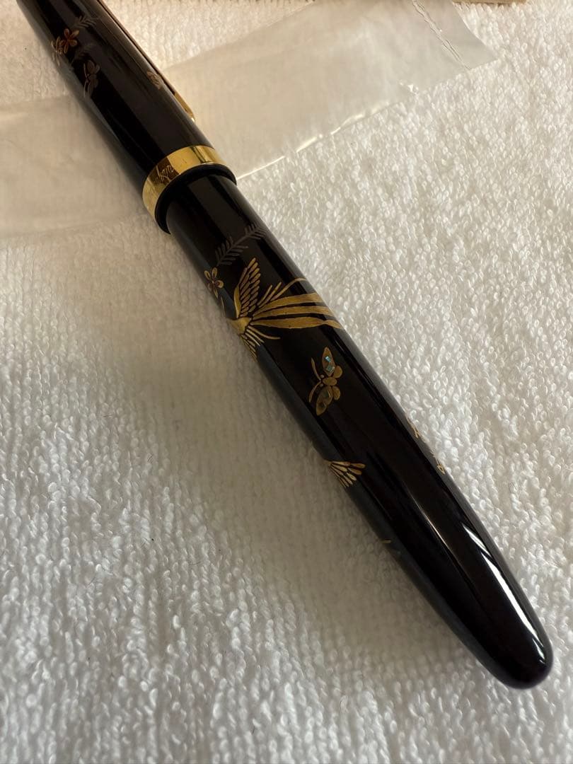 プラチナ万年筆蒔絵、2005年モデル絶版、本金蒔絵-古代鳥