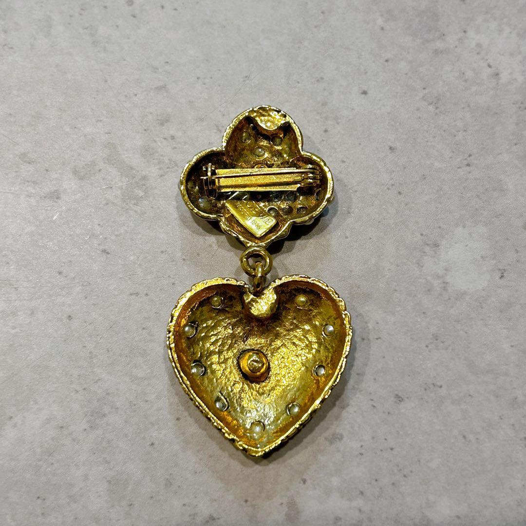 【一点物・超美品】ロエベ アナグラム ハート ブローチ パール ヴィンテージ