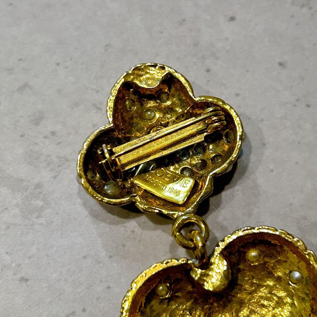【一点物・超美品】ロエベ アナグラム ハート ブローチ パール ヴィンテージ