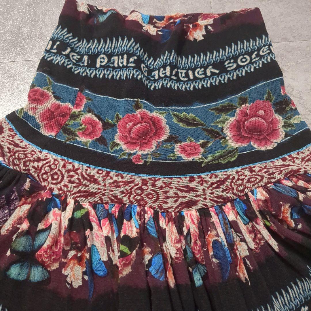 【美品 希少品】ジャンポール・ゴルチエ ひざ丈総柄スカート 花柄 Sサイズ zz