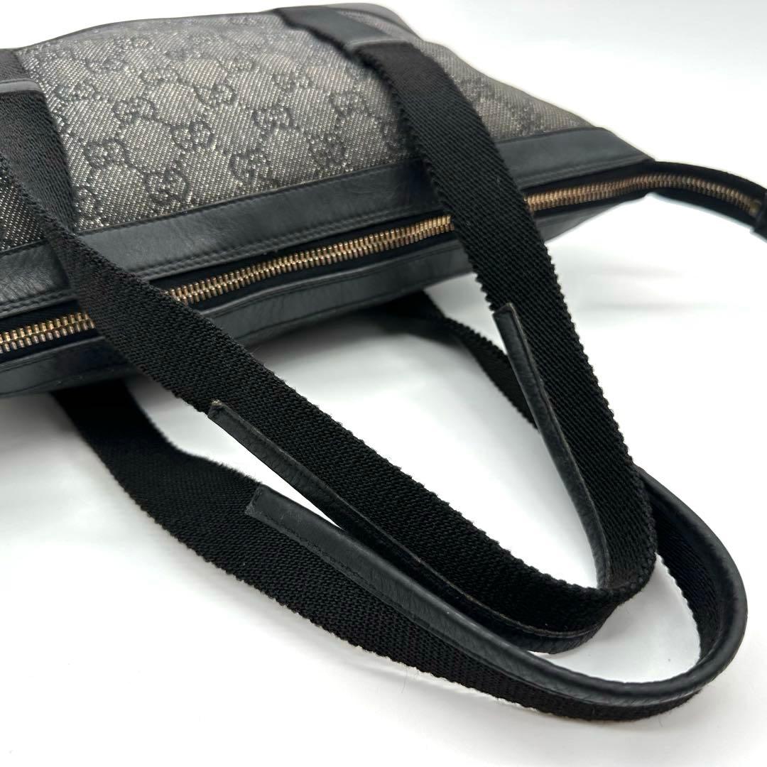 【未使用級】グッチ ハンドバッグ GG キャンバス ブラック ゴールド金具