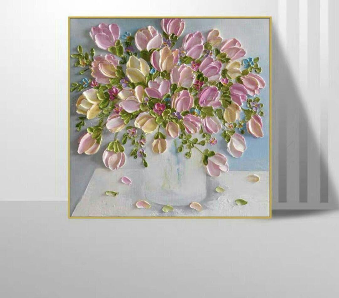 花 廊下壁画 純粋な手描きの絵画  応接間掛画 玄関飾り