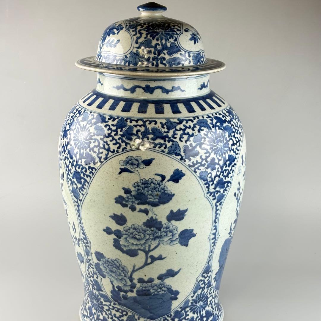 中国染付 花瓶 壺 高さ約50cm