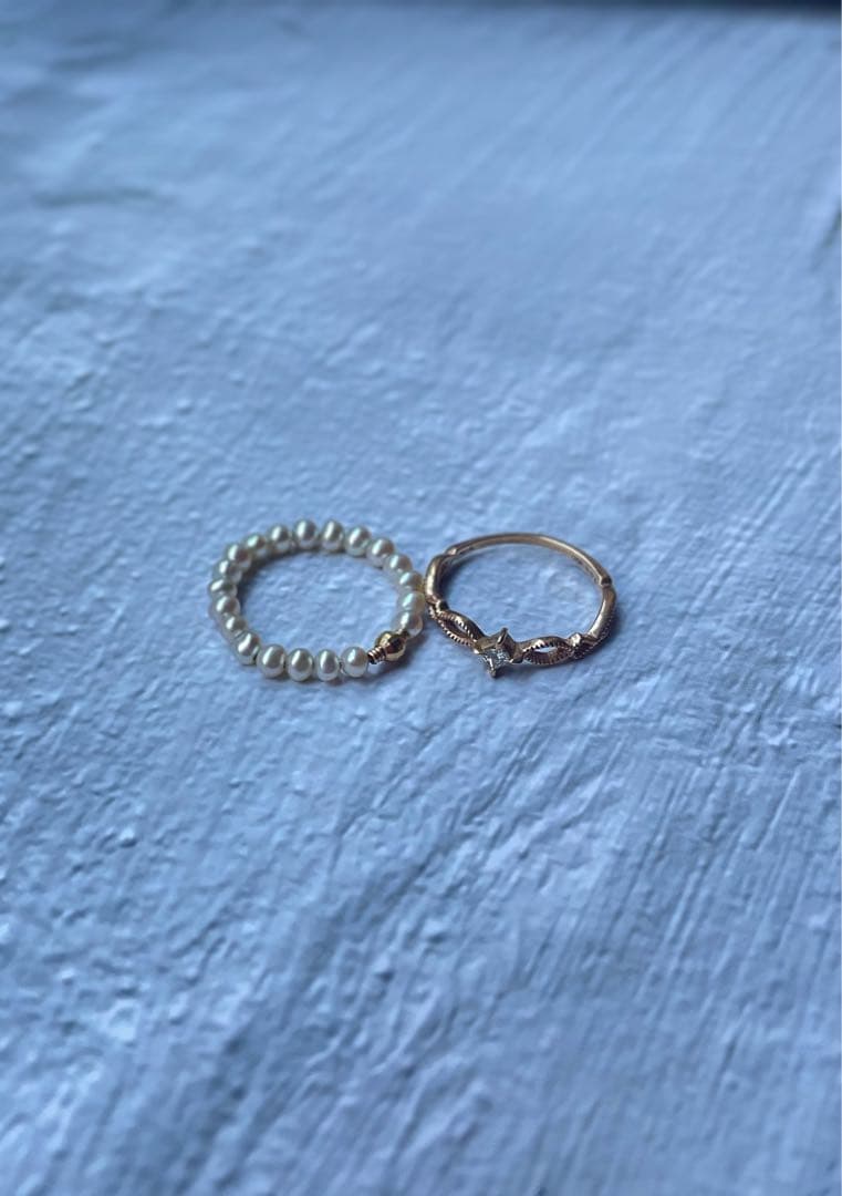 アガット2005年クリスマスリングセット　agete 10k淡水パール　7号