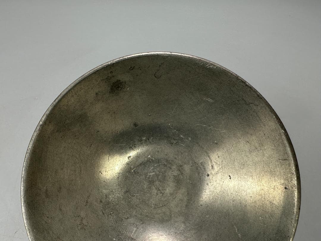 煎茶道具　古錫製　茶托　茶器　錫屋　在銘　時代茶托