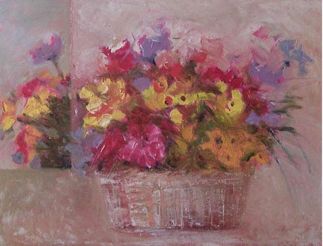 油絵 菅家令子 絵 絵画 インテリア uF6-110302 花