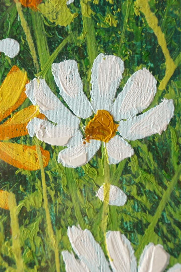 No5055 額装　金謙伊　コスモス　油彩　大作　直筆サイン　風景画　送料無料