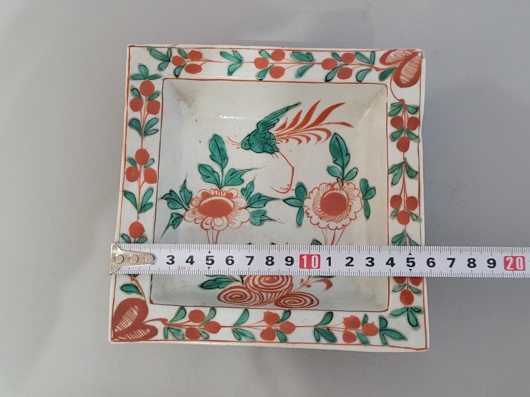 古美術 中国 呉須 赤絵 四角 皿 5個