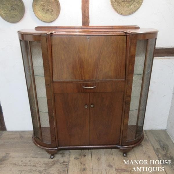 イギリス アンティーク 家具 サイドバイサイド ビューロー 飾り棚 6142e