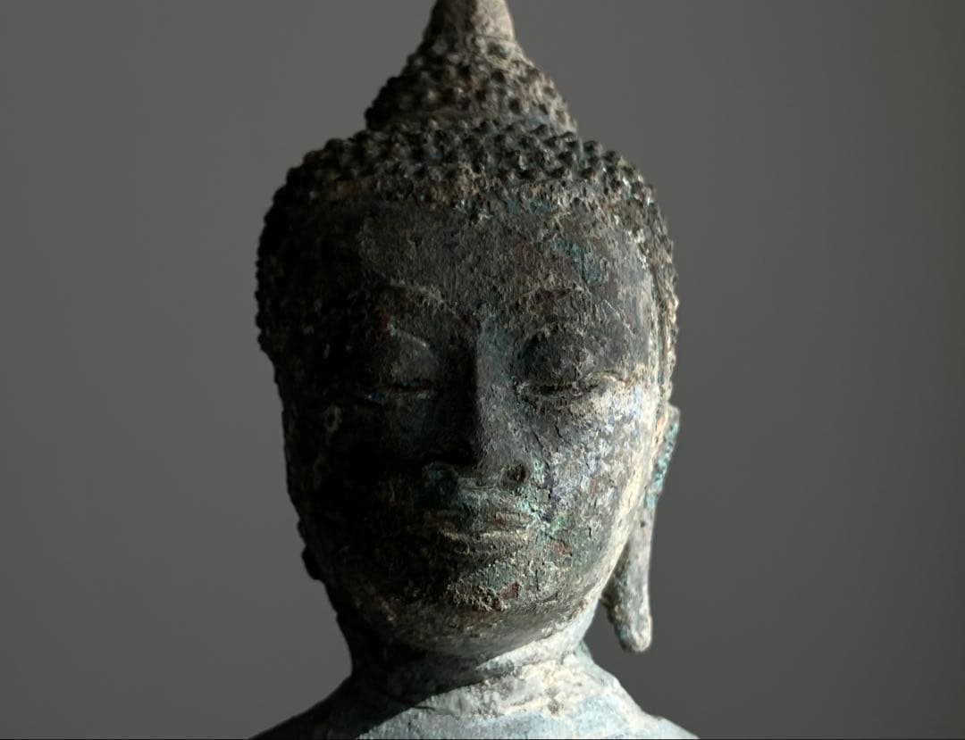 【抜群の表情 タイ青銅古仏】アユタヤ王朝初期〜中期14〜15世紀頃 骨董仏教美術