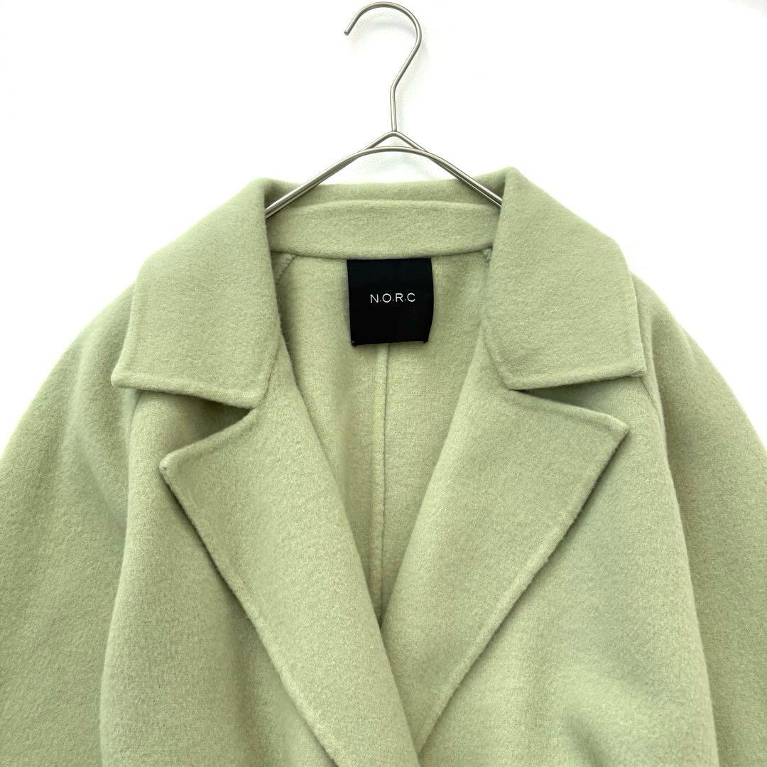 1089y 美品 ノーク ロングウールチェスターコート ライトグリーン M