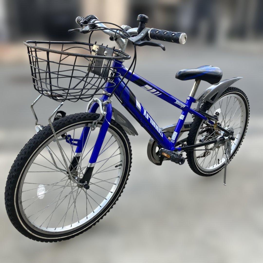 ジュニア自転車 20インチ シマノ6段変速 カゴ付き 青 手渡し 大阪茨木