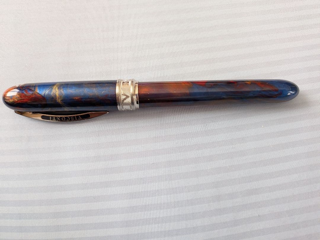 Visconti万年筆ヴァンゴッホVangogh.青赤マーブル模様14K白金