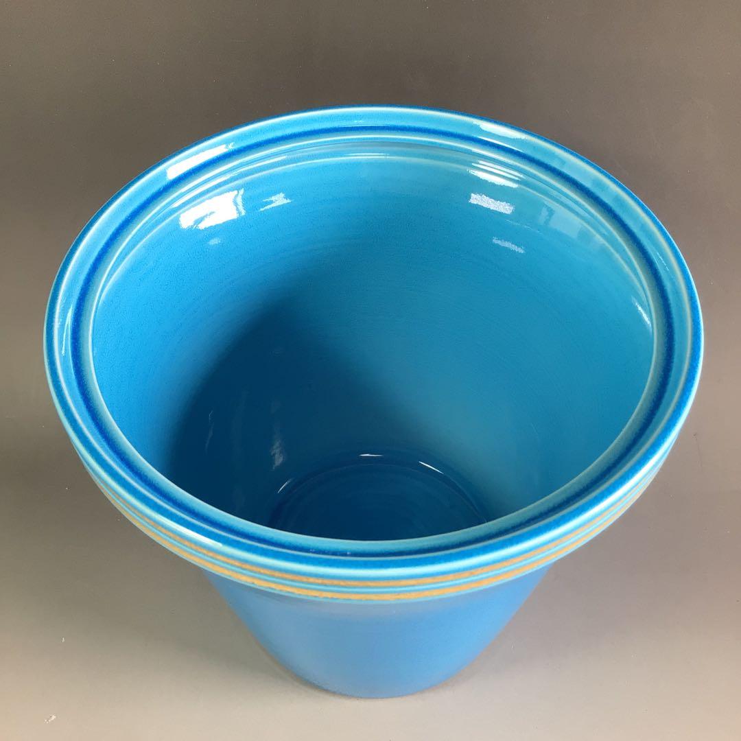 Ｒ６５６　水指　『御室窯造』『浅黄交趾』『末広水指』　共箱　茶道具