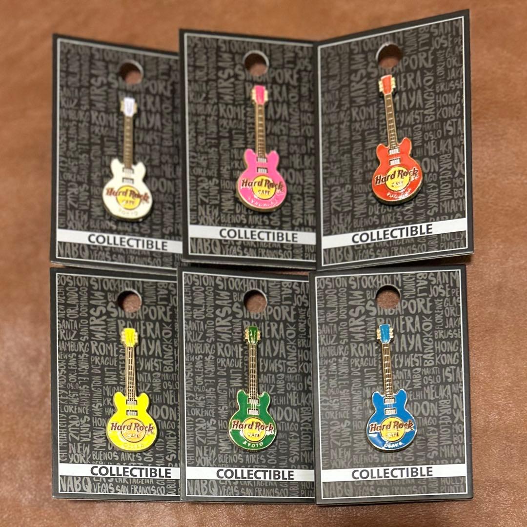 Hard Rock Cafe ギター型ピンバッジ 6点