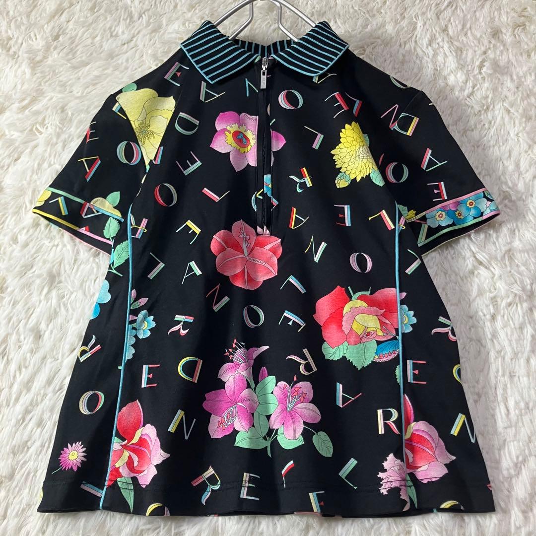 極美品 レオナールスポーツ ポロシャツ 半袖 花柄 総柄 日本製 Ｍ