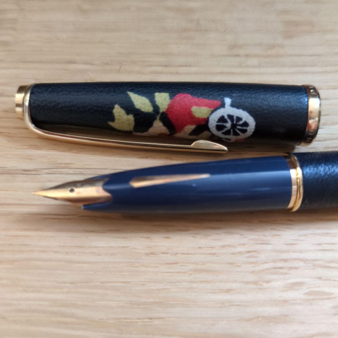 限定値下げ【1970年代製】プラチナ 万年筆 シープ本革巻き 紅白御所車 18K