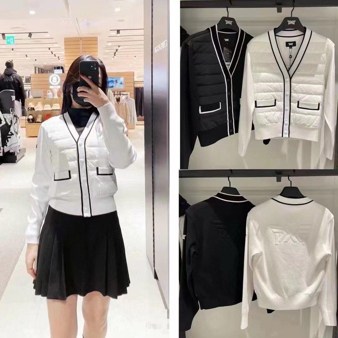 PXG ゴルフ レディース ニットダウン カーディガン ジャケット 長袖 白M