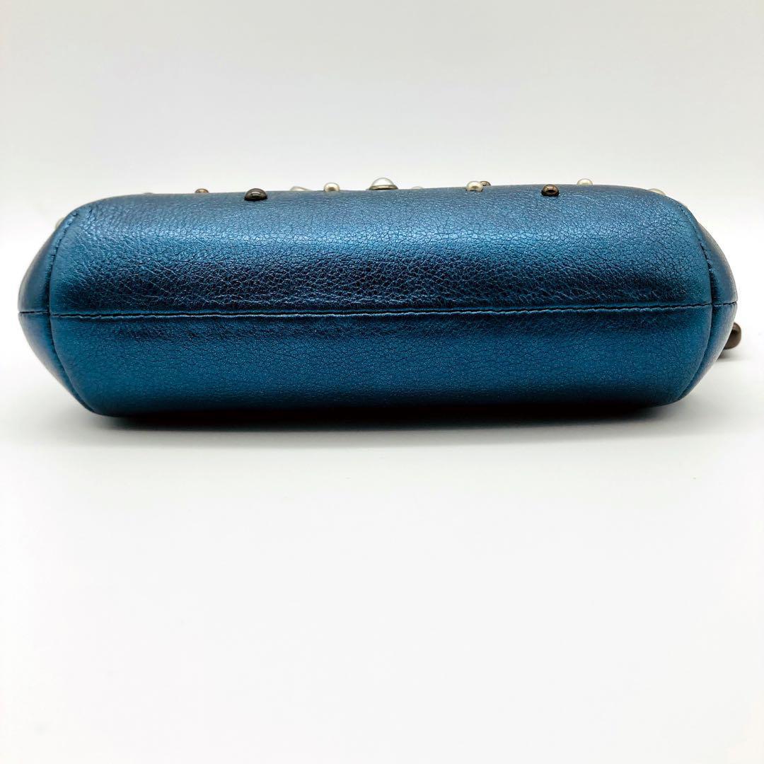 【レア】コーチ パース キスロック 水原希子 スターリべット メタルブルー