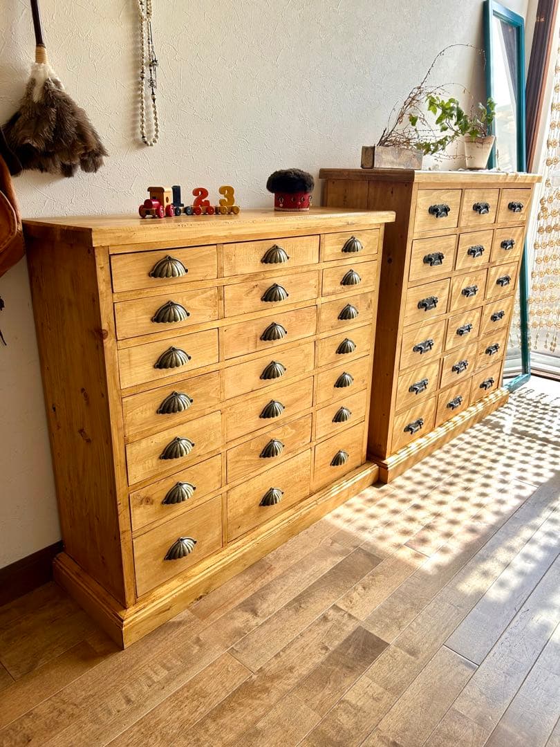 【ハンドメイド】国産ひのき使用　21杯可愛らしいチェスト