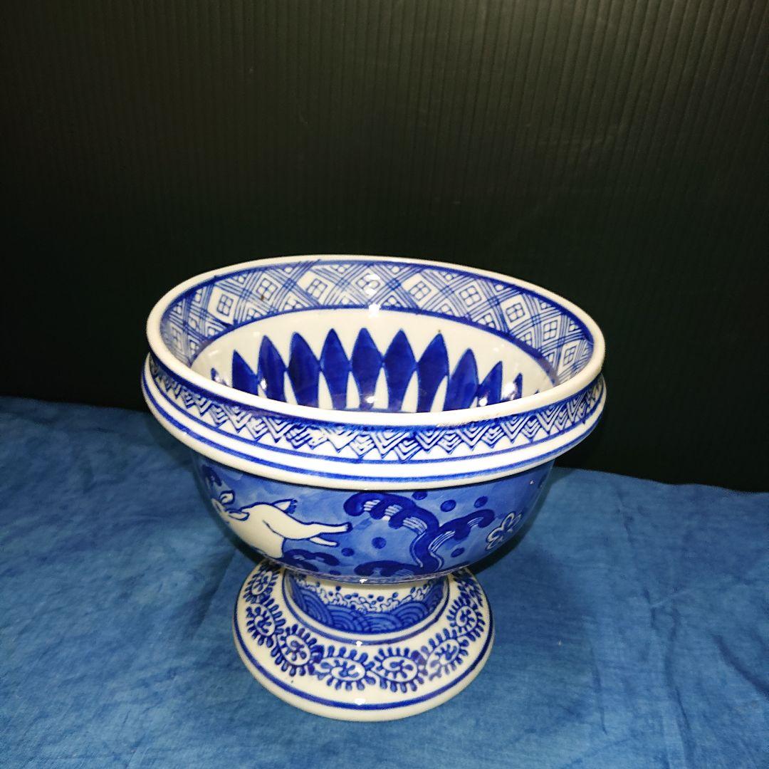 古伊万里高台鉢、染付