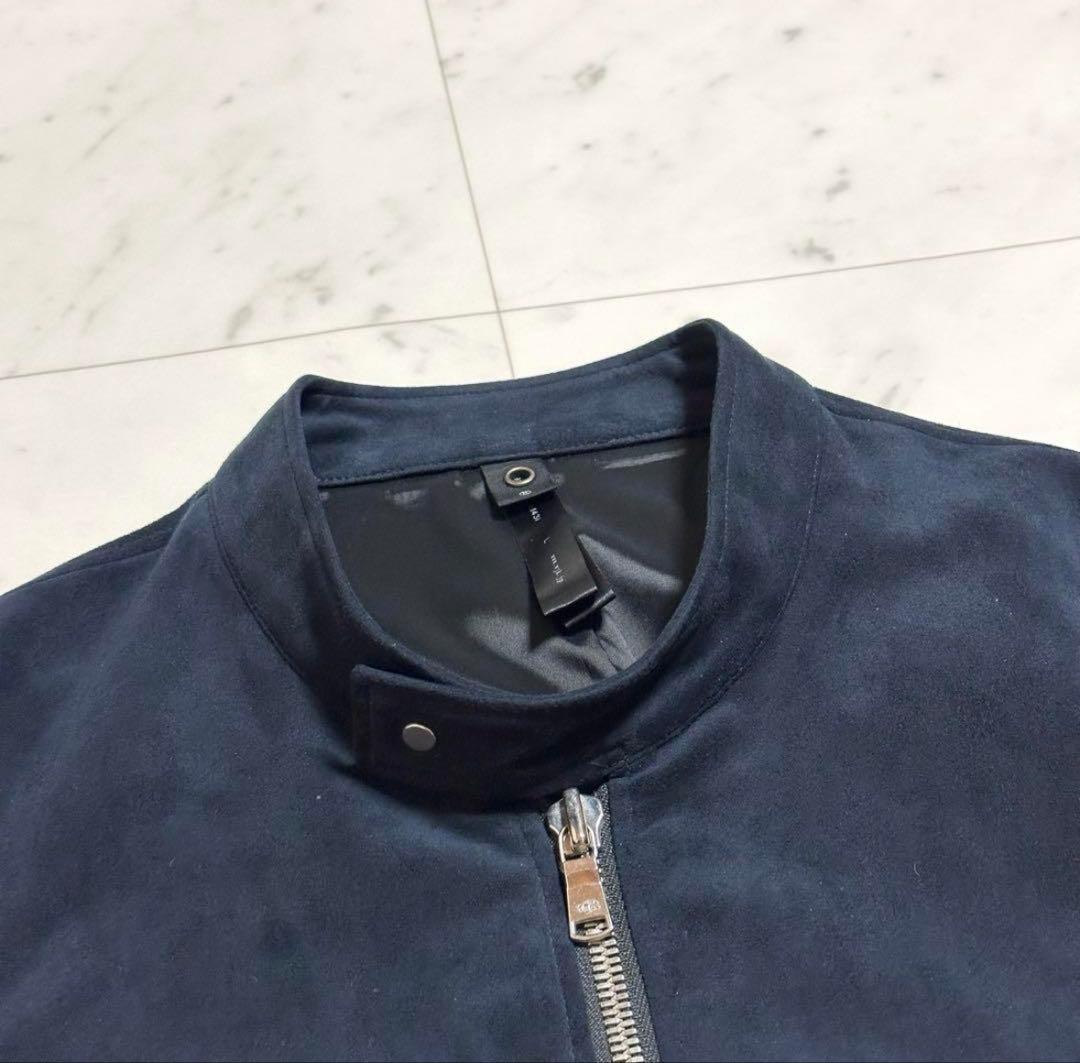 美品 wjk シングルライダースジャケット スエード ネイビー L