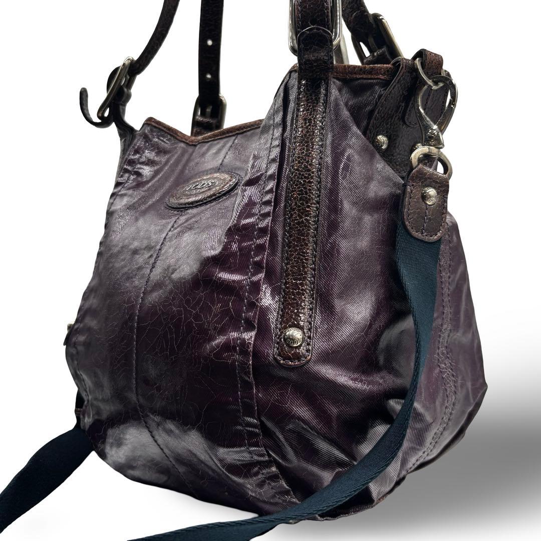 【2点】トッズ　Gバッグ　2way ショルダーバッグ　ハンド　レザー　紫
