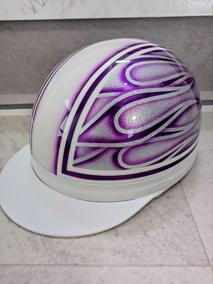 カスタムコルク半　白✘Candyパープルファイヤー　七色ラメ