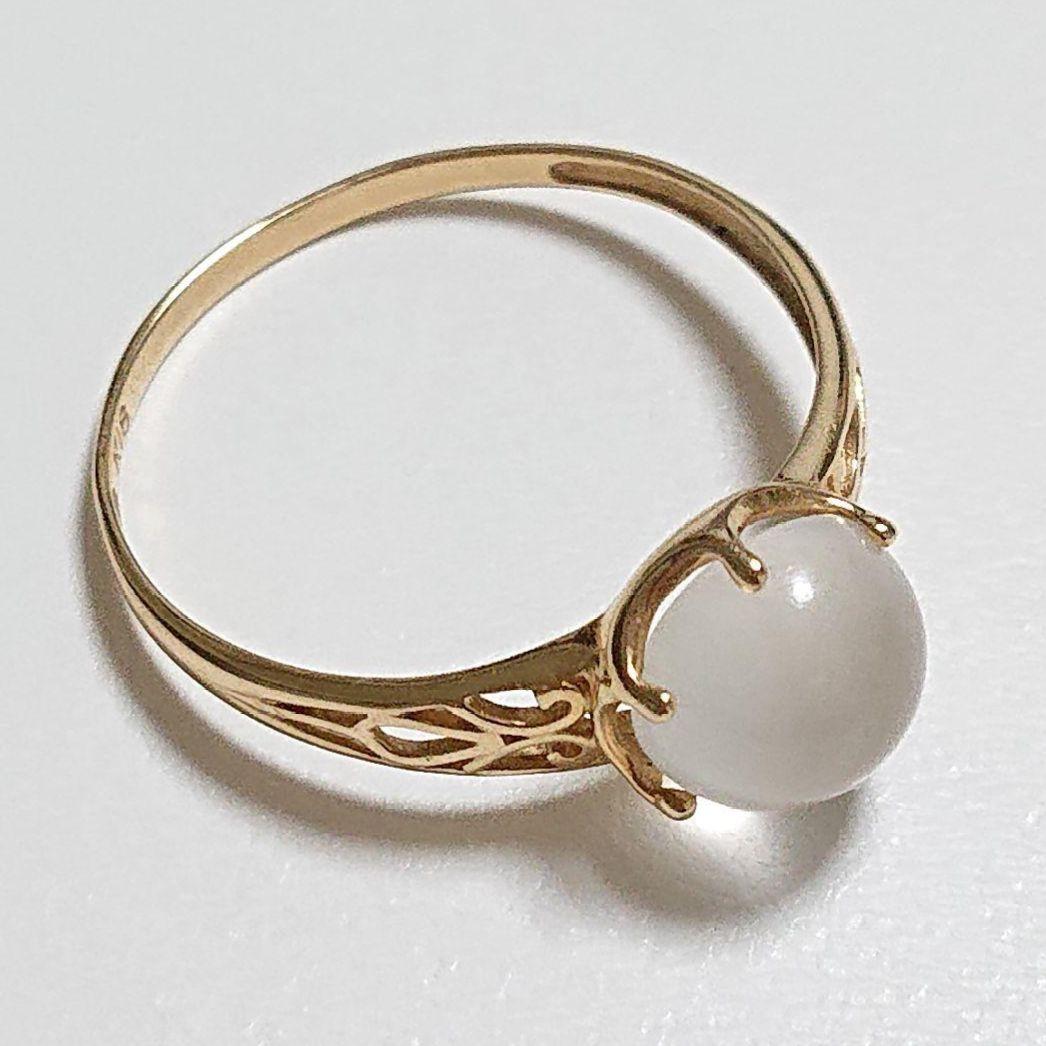 k18 ムーンストーン アンティーク調 リング 透かし 12号 18金